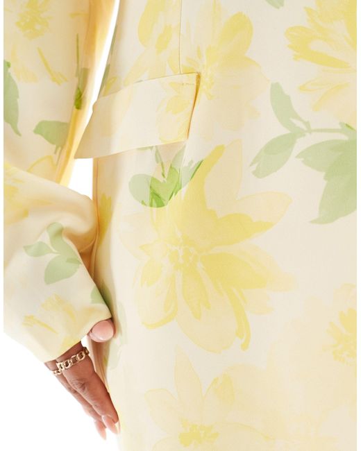 ASOS Yellow Curve – eleganter, einreihiger anzug-blazer mit blumenmuster, kombiteil