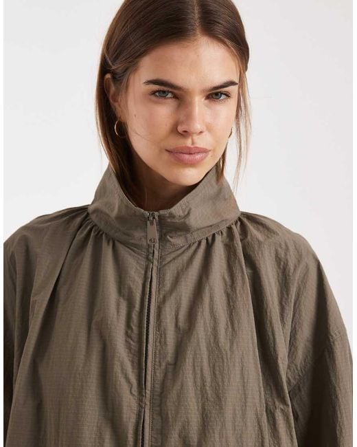 ASOS Brown Oversized Bubble Hem Track Jacket
