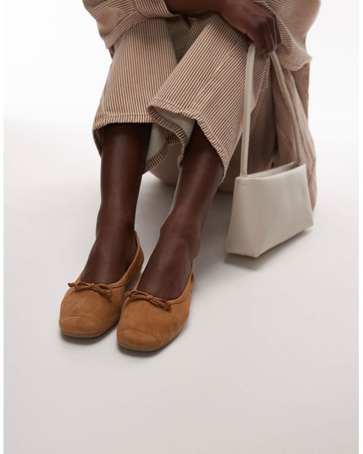 Ballerines en daim - fauve Mango en coloris Brown