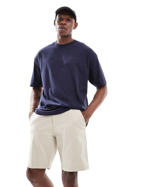 Pantaloncini Chino Slim Lunghezza Standard Color Pietra di ASOS in Blue da Uomo