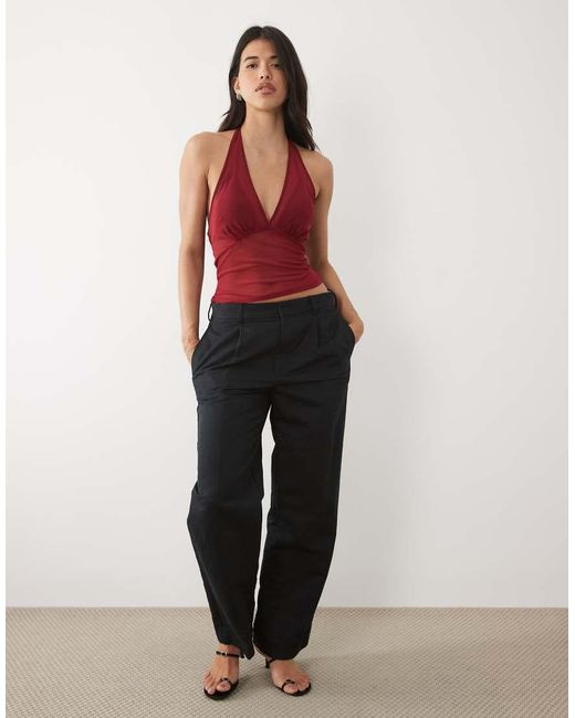 ASOS Red Sheer Mesh Halter Neck Top