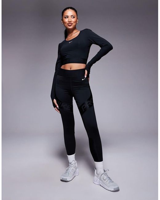 Nike Blue Nike Pro Training Dri-Fit Sculpt High Waisted 7/8 Leggings
