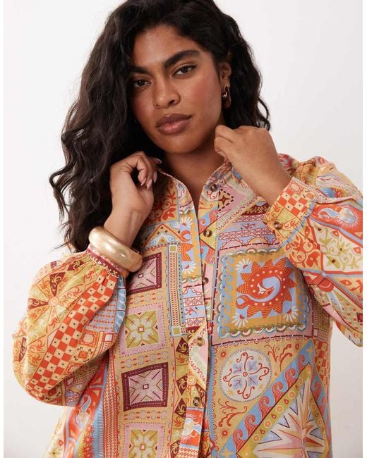 Never Fully Dressed Multicolor Satin Long Sleeve Button-down Shirt