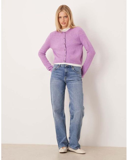 Jdy Purple Crew Neck Cardigan With Wool