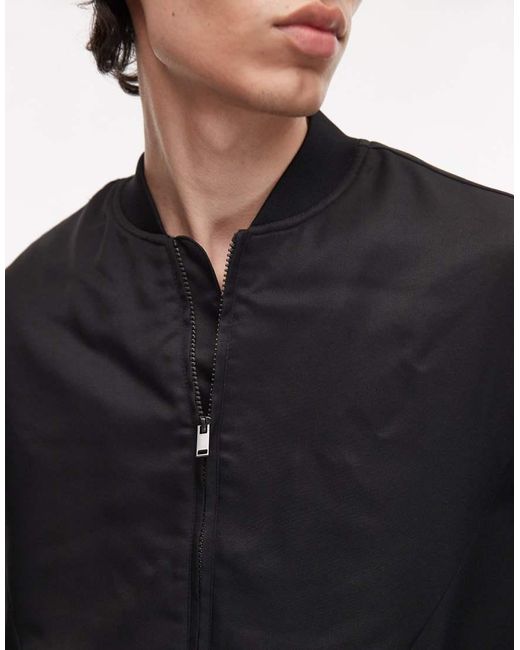 Topman Black Lightweight Bomber Jacket for men
