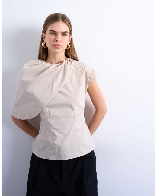 TOPSHOP Gray Cape Structured Top