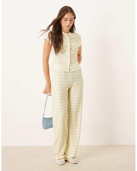ASOS Natural Stripe Co-Ord Short Sleeve Cardigan