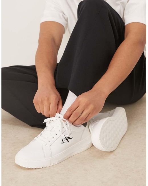 Calvin Klein White Chunky Cupsole Leather Trainers for men