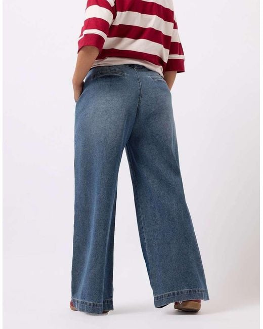 Yours Clothing Blue Washed Wide Leg Jeans