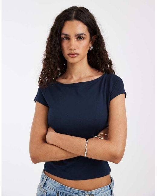 Hollister Blue Seamless Slash Neck Top