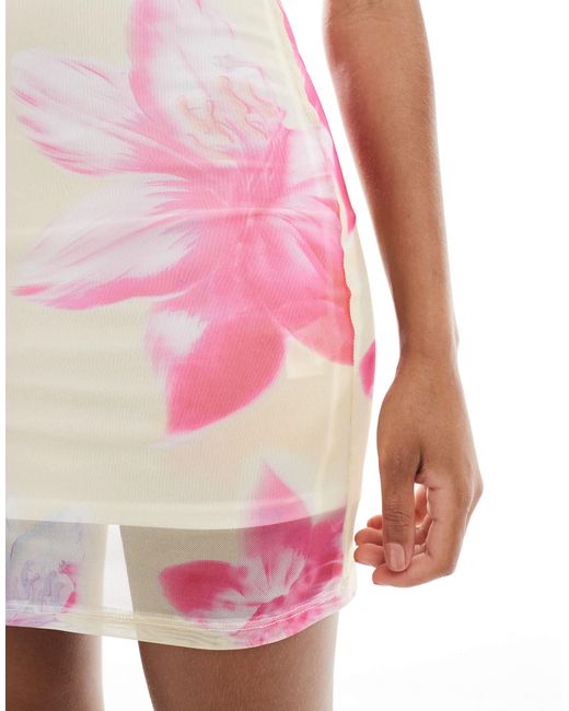 New Look Pink – trägerloses minikleid aus netzstoff