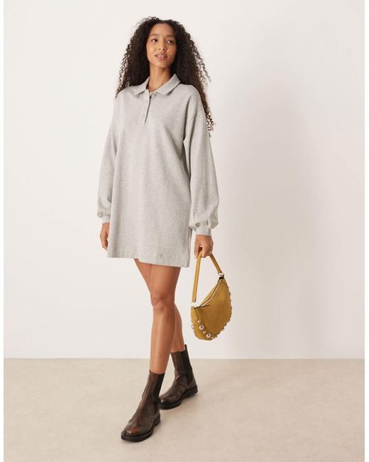 ASOS White Cotton Polo Shirt Sweat Mini Dress