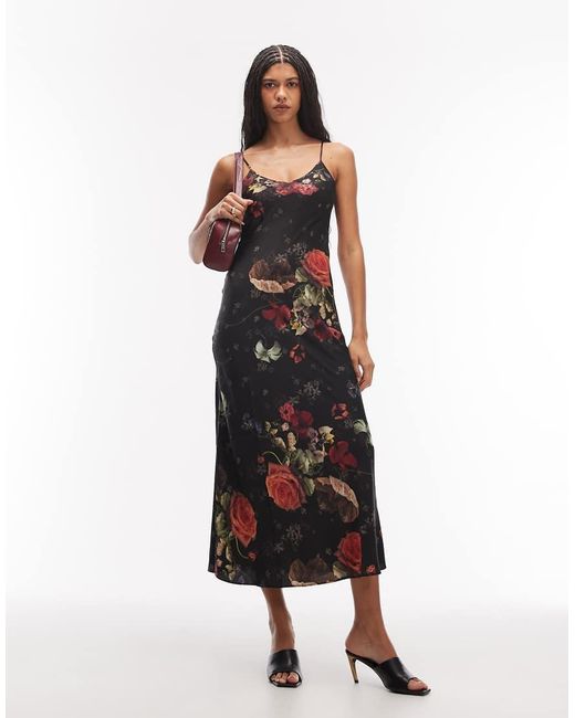 AllSaints White Bryony Floral Print Midi Slip Dress