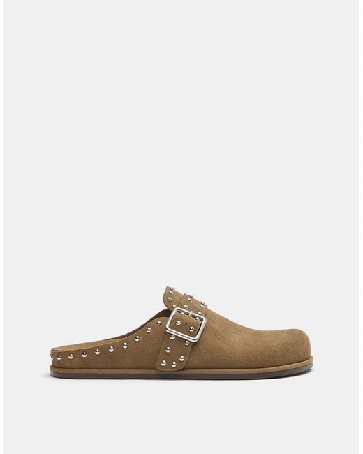 Pull&Bear Brown Leather Clogs