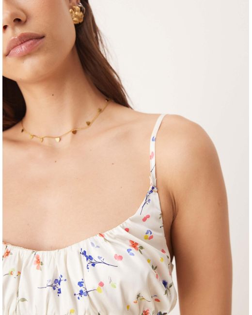 ASOS Natural Satin Bralette And Short Pyjama Set