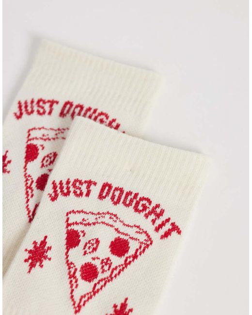 Accessorize White Just Dough It Pizza Socks