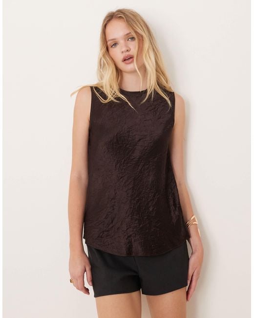 Mango Black – ärmelloses oberteil aus geknittertem satin
