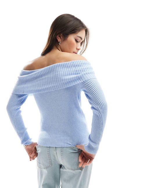 ONLY Blue – schulterfreier strickpullover