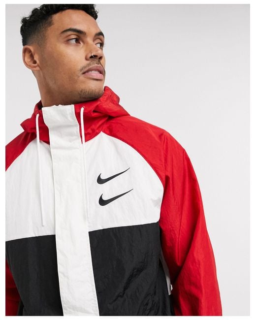 Nike swoosh red jacket sale
