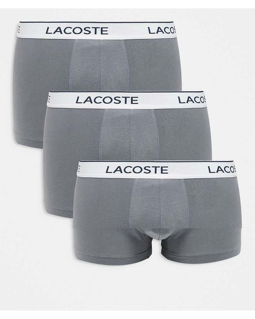 Lacoste Gray 3 Pack Trunks for men