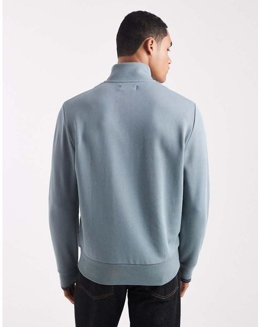 Fred Perry Blue Half Zip Sweatshirt for men