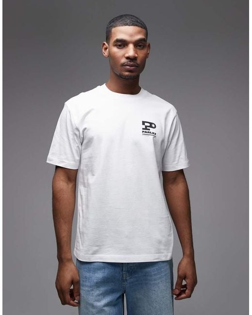 Parlez Gray Complex T-shirt With Back Print Graphic for men