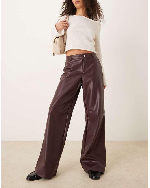 Gina Tricot Brown Pu Straight Leg Trousers