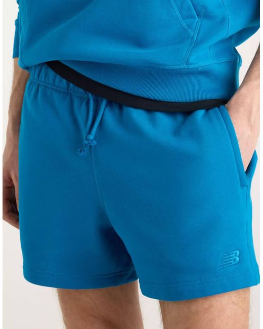 New Balance Blue Athletics French Terry Short 5" for men