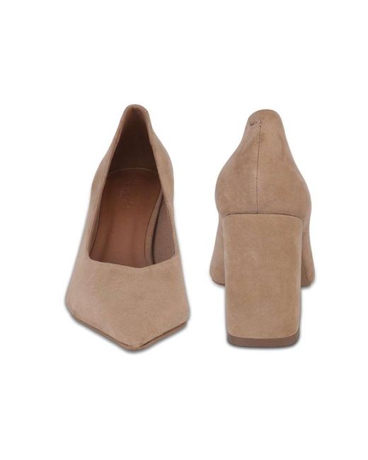 OFF THE HOOK White Brandy Suede Leather Pointed Toe Block Heel Pumps