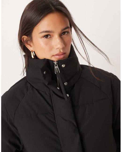 Jdy Black Zip Detail Padded Coat