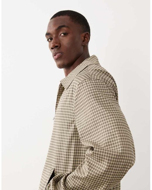 ASOS Brown Smart Checked Harrington Jacket for men