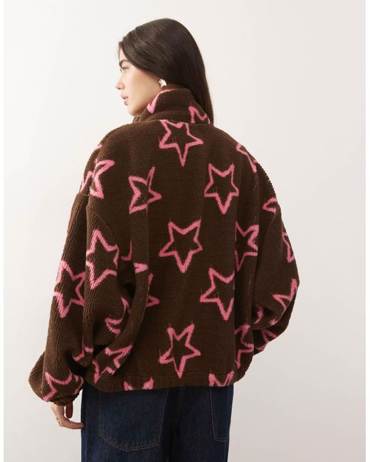 Collusion Multicolor Zip Through Borg Jacket