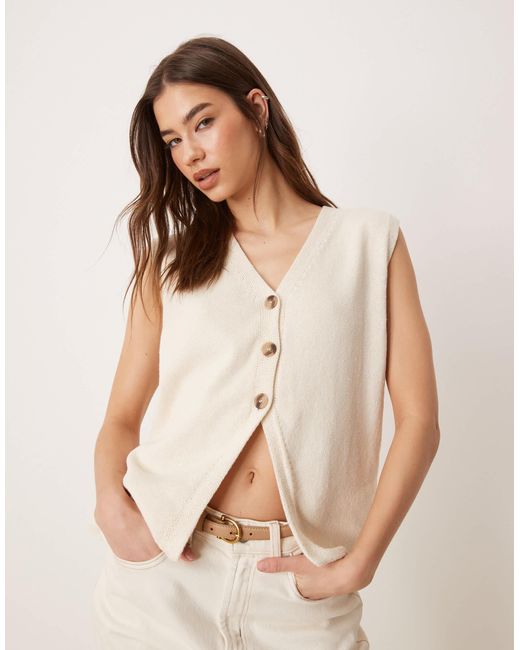 ASOS Natural – schlichte, gestrickte relaxed-fit-weste