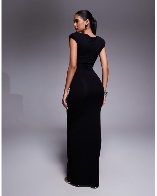 ASOS Blue Sleeveless Low Plunge Twist Front Cut Out Maxi Dress