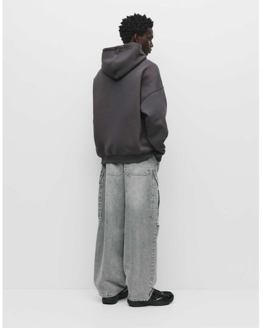 Pull&Bear – basic-kapuzenpullover in Gray für Herren