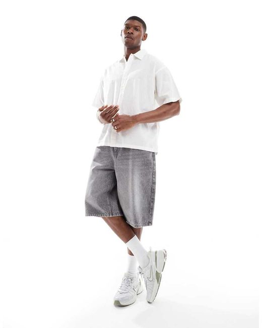Jack & Jones Oversized Overhemd Van Linnenmix in het White voor heren