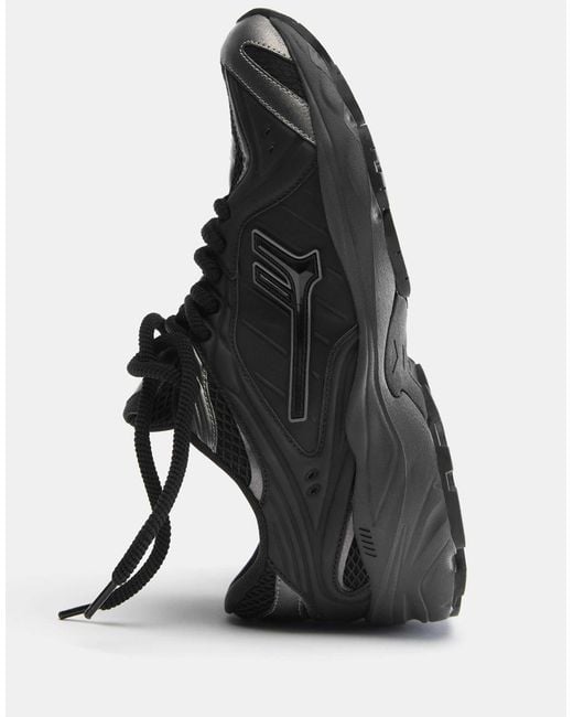 Pull&Bear – metallic-sneaker in Black für Herren