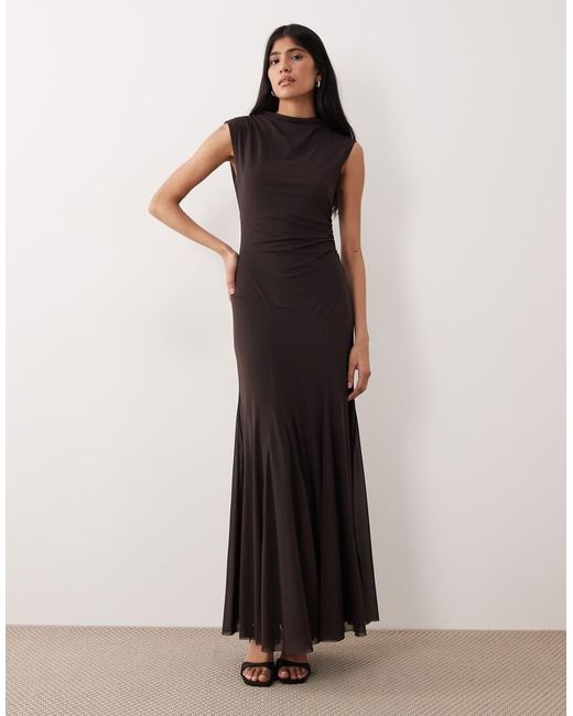 Gina Tricot Brown Dropped Waist Maxi Dress