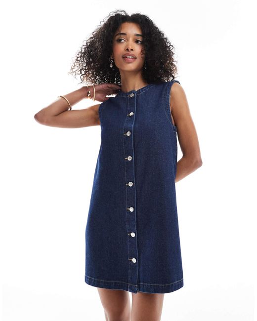 ASOS Blue – trapezförmiges jeans-minikleid