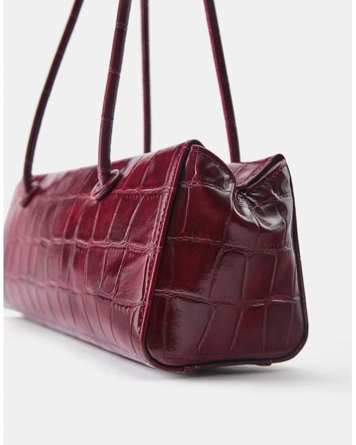 Pull&Bear Purple Strukturierte schultertasche mit print