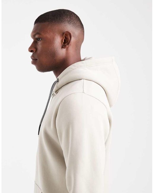 Brave Soul Natural Zip Through Hoodie With Drawcords for men