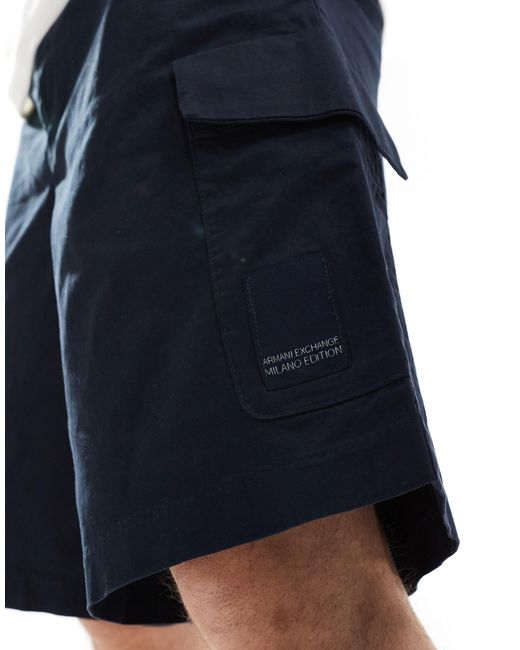 Armani Exchange Blue Label Logo Cargo Shorts for men