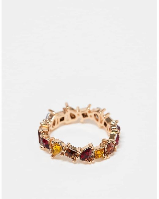ASOS Ring Met Meerkleurige Kristallen in het White