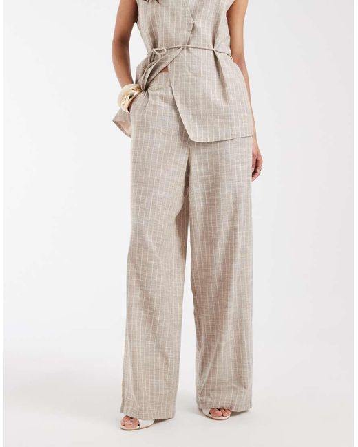 Object Natural Linen Mix Tailored Wide Leg Pants
