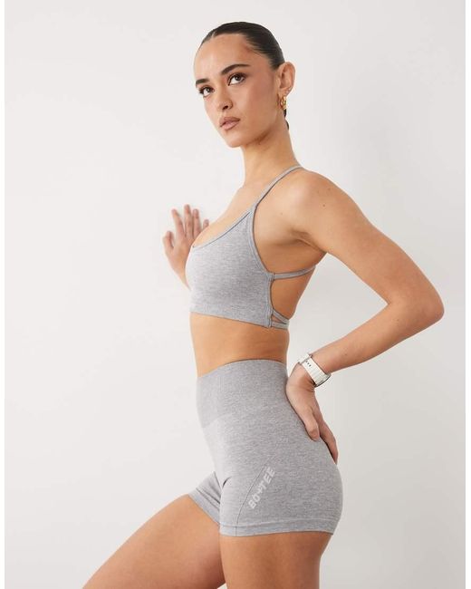 BO+TEE Gray Super Sculpt Seamless Mini Shorts Co-Ord