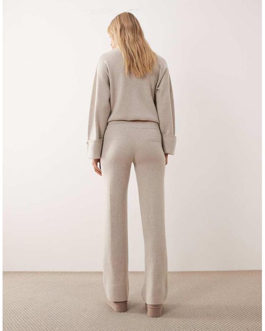 Gina Tricot Natural Co-ord Wool Knitted Straight Leg Trousers