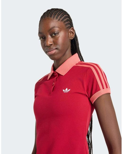 Adidas Originals Red 3-stripes Polo
