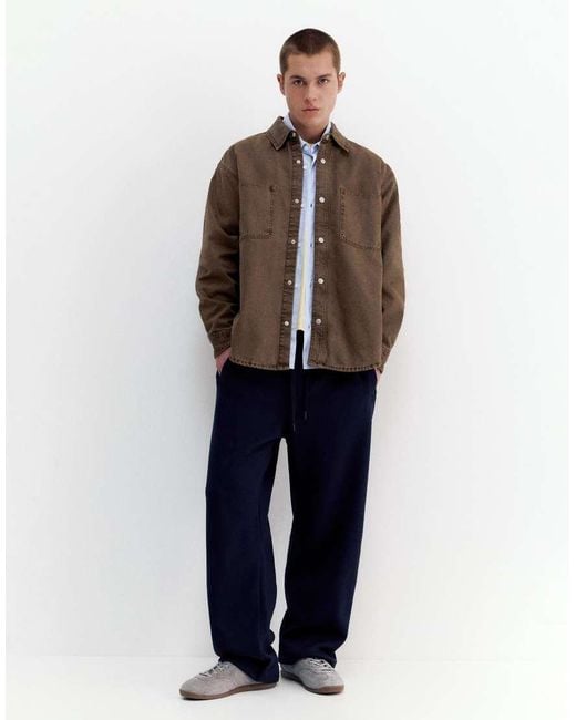 Pull&Bear Brown Pocket Overshirt for men