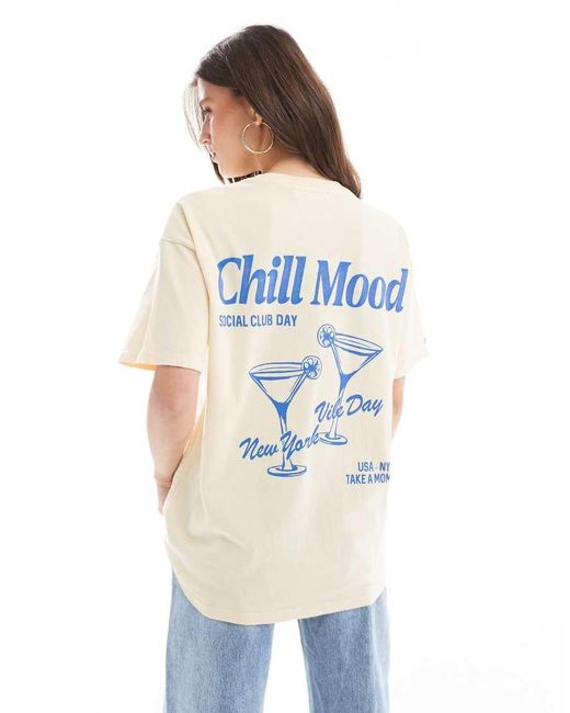 Pull&Bear Blue Martini Glass Graphic Tee