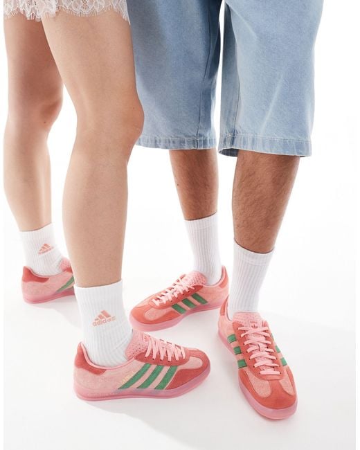 Gazelle indoor - baskets à semelle roses - rose et vert Adidas Originals en coloris Blue
